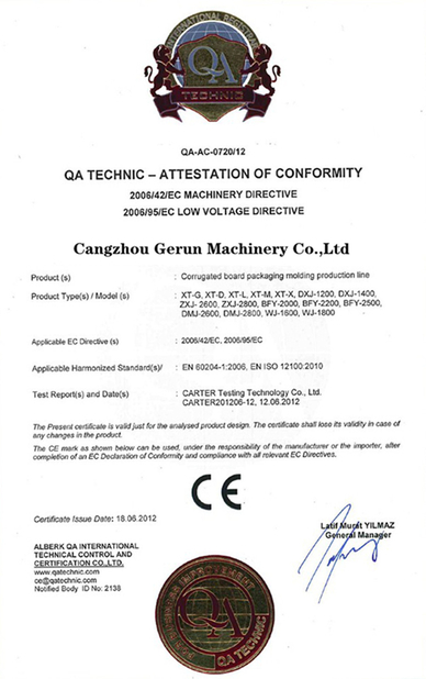 Κίνα Cangzhou Gerun Machinery Co.,Ltd Πιστοποιήσεις