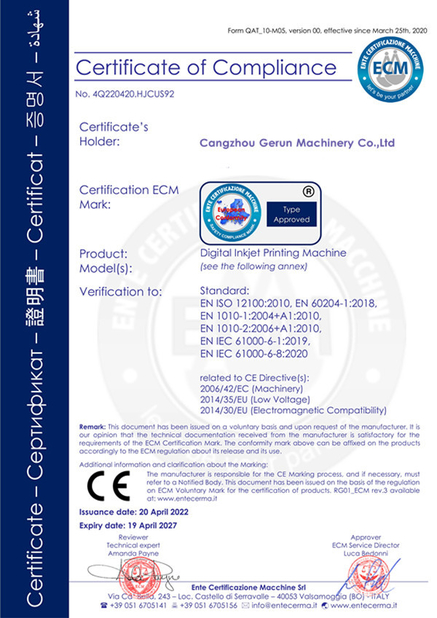Κίνα Cangzhou Gerun Machinery Co.,Ltd Πιστοποιήσεις